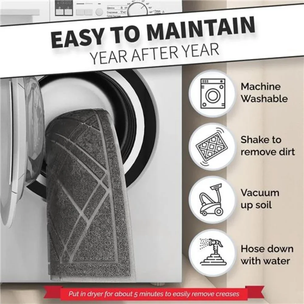 Grey, 42 x 35 - Anti Slip, Durable & Washable, Outdoor & Indoor Door Mat
